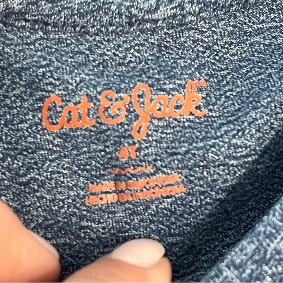 Cat & Jack Navy white Striped Kids T-Shirt with pocket size 4T - Picture 2 of 4